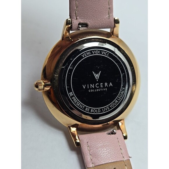 Vincera Collective Rose Womens Watch 38mm White Dial Pink Leather New Battery main image 12
